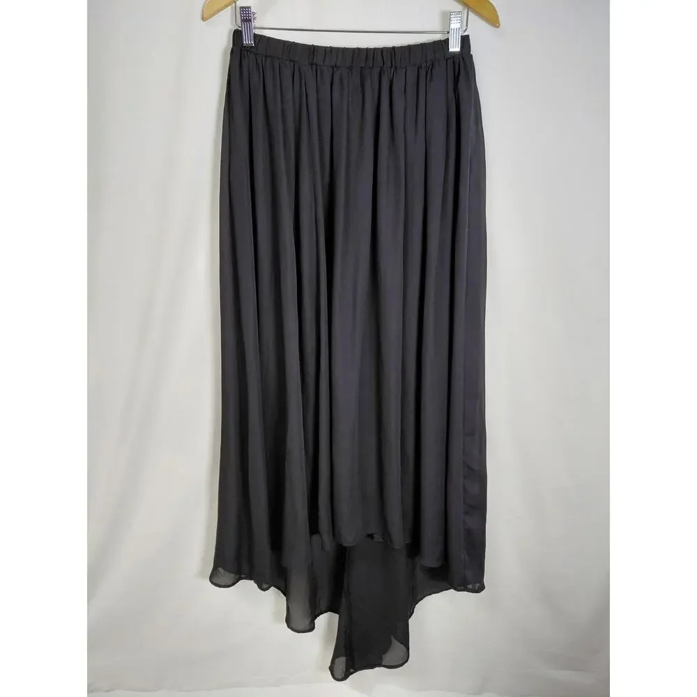 Ashro Black Hi-Low Chiffon Lined Casual Skirt Women Size S